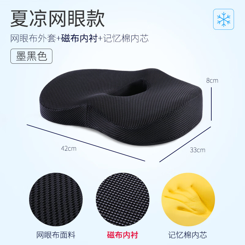 知夢人德國坐墊辦公室久坐透氣記憶棉墊子椅子座墊椅墊加厚屁股屁墊 【夏涼升級磁布款】透氣網(wǎng)眼-墨 久坐疼痛坐它