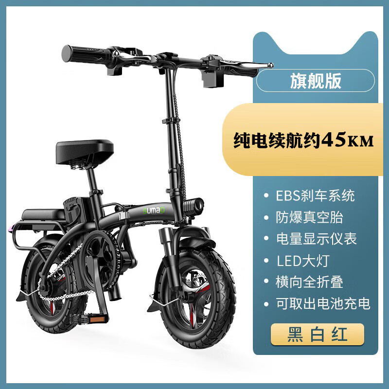 名頂?shù)聡?guó)名頂折疊電動(dòng)自行車鋰電池代駕電動(dòng)車超輕小型電瓶車助力單車 【版】15A純電約45公里/S級(jí)電芯