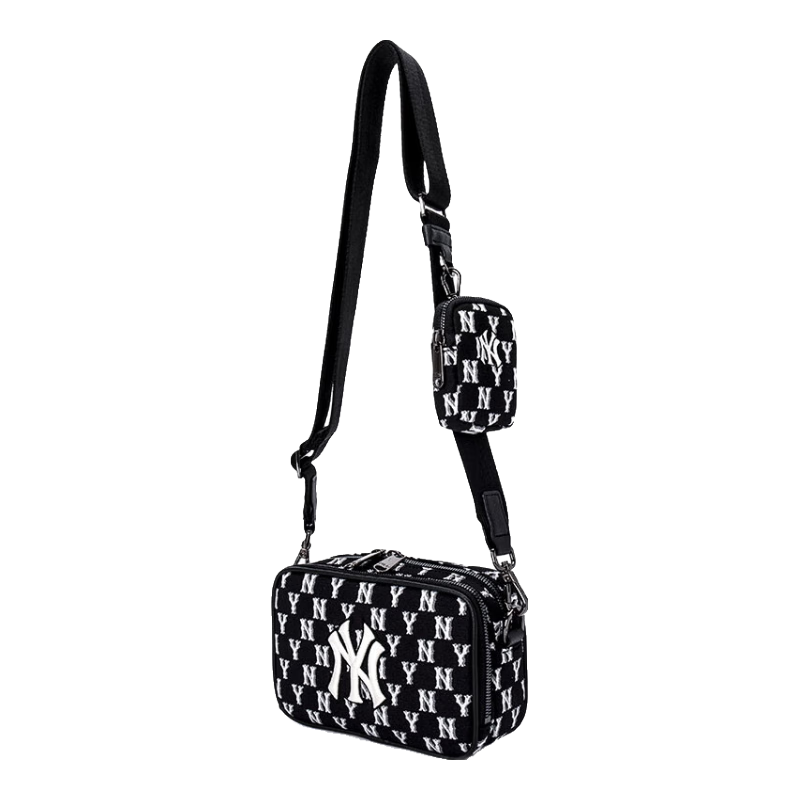MLB官方章若楠同款包包女包复古老花男士生日情侣斜挎包女士相机包 纽约洋基队/黑色 F