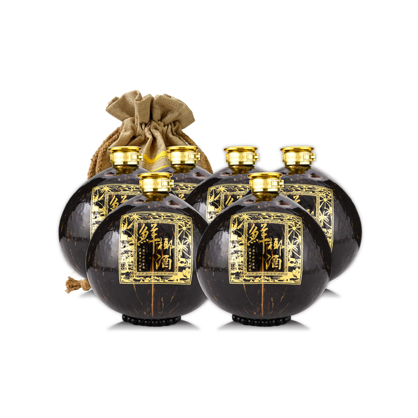 苏仙椰情【海南特产】椰子酒海南岛 果酒露酒椰子整个 送礼送长辈 自饮装 42度 350mL 6瓶 1箱 椰子瓶