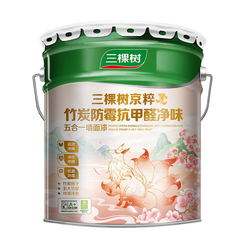 三棵樹(shù)漆（SKSHU）乳膠漆JC雙倍防霉抗甲醛凈味五合一墻面油漆涂料18L【京倉調色】