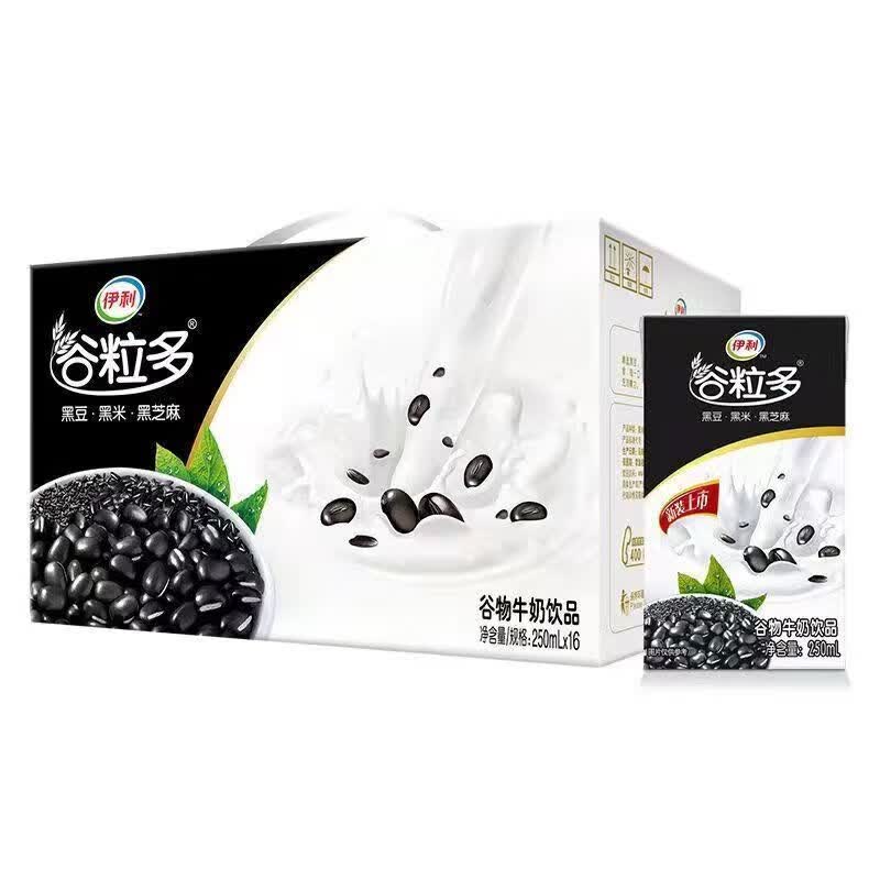 伊利4月谷粒多黑谷牛奶250ml*16盒黑豆整箱红谷谷物牛奶营养早餐搭档 1月产 谷粒多黑谷牛奶250ml*16盒