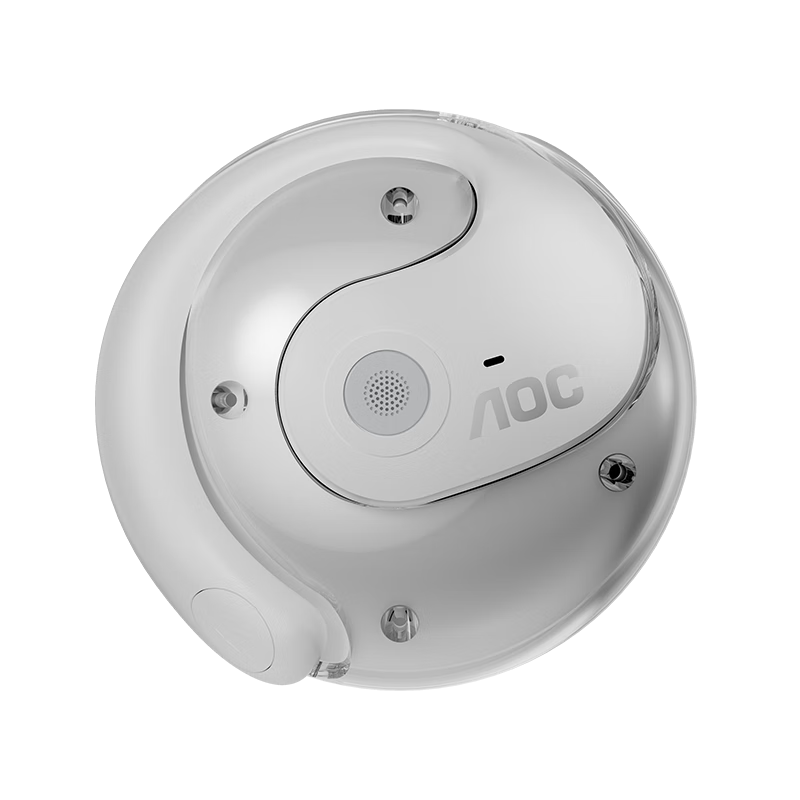 AOC小椰球挂耳式蓝牙耳机AI智能无线耳机 智能助手会议录音翻译适用安卓苹果 游戏耳机 ACD1504AWT白