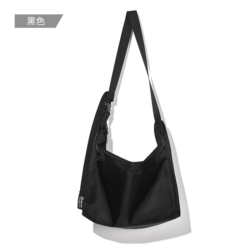 波斯丹頓（BOSTANTEN）日系斜挎包男工裝帆布大容量潮牌郵差包休閑挎包ins潮女 黑色