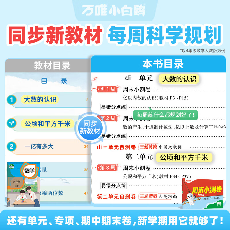 万唯小白鸥周末半小时小测卷2025秋季小学语文数学英语一二年级三年级四五六上册教材同步期中期末单元练习册试卷学霸思维训练天天练小白鸽情景题 五年级上册 【2本】语文+数学(人教版)