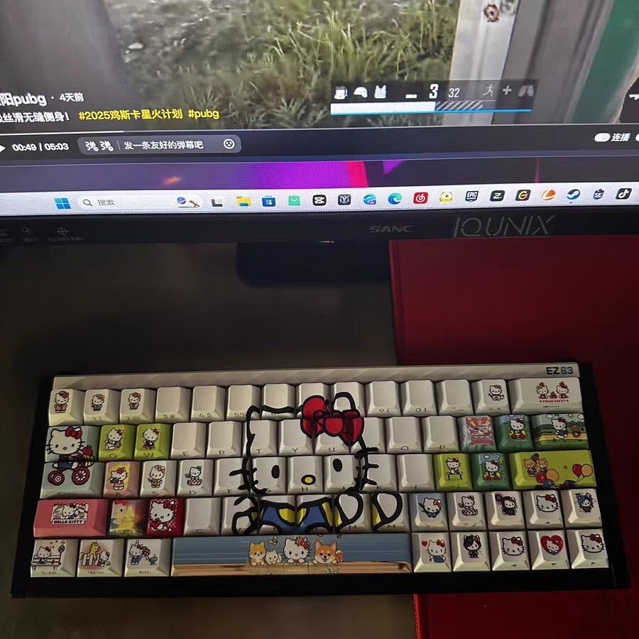 HelloKitty多色键帽侧刻透光wootingez63made68美加狮ev63 atkvgn艾石头小蜜蜂ace68win 白色侧刻透光适配到87键，发全套