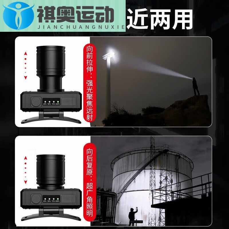 宰搂头灯长续航散强光工地干活户外登山小巧轻便led大范围亮充电 围亮充电