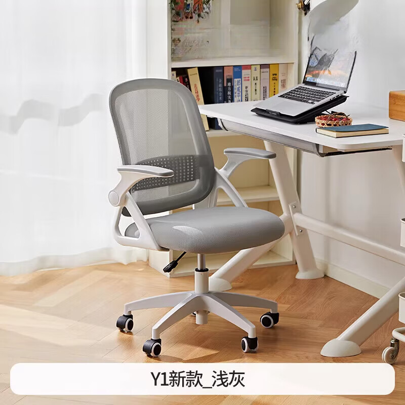 八九間新品Y1人體工學(xué)電腦椅家用學(xué)生升降書桌辦公舒適轉(zhuǎn)椅 Y1_淺灰 尼龍腳_旋轉(zhuǎn)扶手