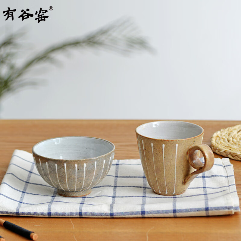 有谷窑日本进口土物轻量杯日式马克杯水杯陶瓷杯办公家用陶瓷釉下彩水杯 土物轻量8.3cm杯 哈罗兔红