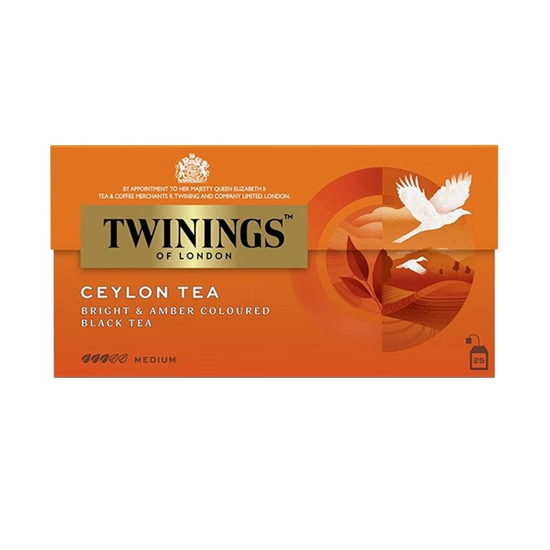 川寧（TWININGS）川寧紅茶進口錫蘭紅茶酒店茶包袋泡茶斯里蘭卡可加奶茶 錫蘭紅茶 25袋 50g