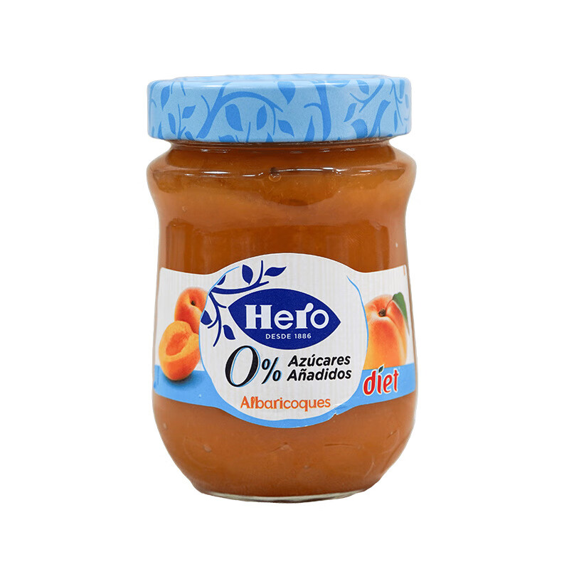 英雄Hero英雄 面包蛋糕涂抹杏果醬280g玻璃瓶裝無(wú)蔗糖添加健康食品 杏果醬280g
