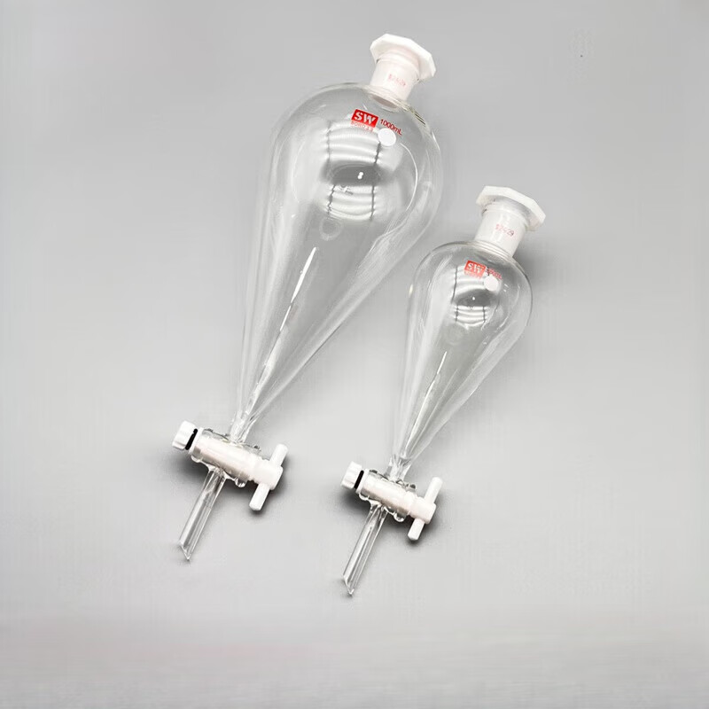 梨形分液漏斗 加厚高硼硅玻璃 实验室油液分离聚四氟乙烯活塞 四氟