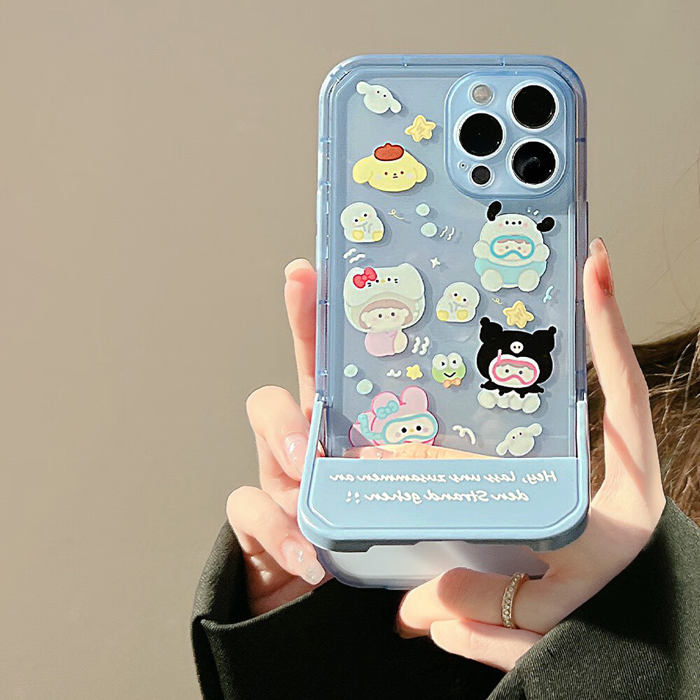 【直发】潜水海底世界适用16苹果13Promax手机壳iphone12折叠xr支 蓝色潜水【光油】 16promax