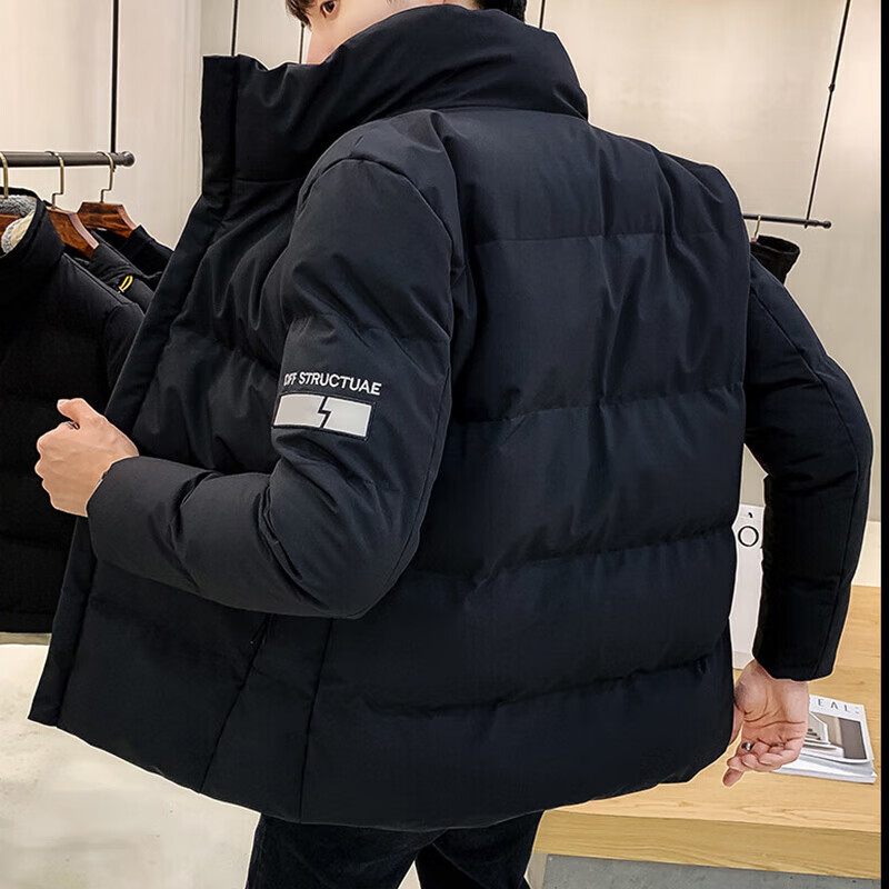 JEEP SPIRIT吉普棉服男士秋冬季新款棉衣男潮流御寒加厚面包服休闲百搭外套 黑色 4XL