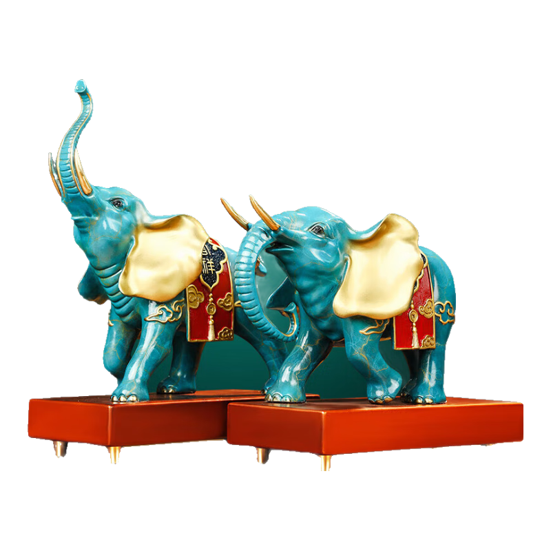 漢京銅大象擺件一對(duì)故宮招財(cái)御象辦公室客廳玄關(guān)裝飾喬遷開業(yè)禮品高檔 小號(hào)銅大象一對(duì)