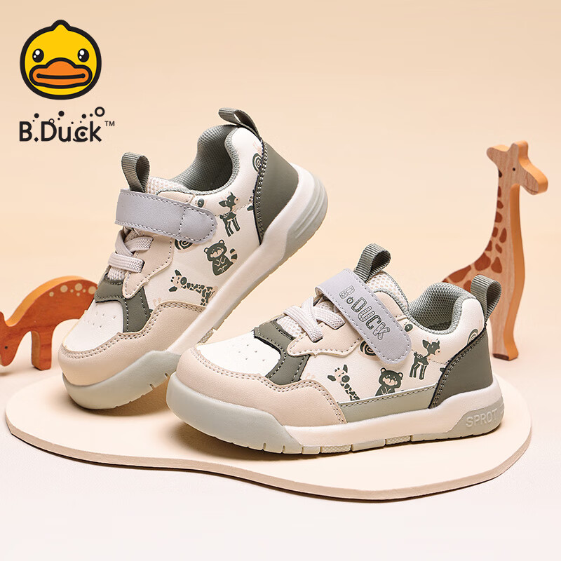 B.Duck小黄鸭童鞋宝宝鞋子春秋季软底学步鞋软底室内防滑婴儿鞋男女童鞋 米绿 26 码 适合脚长15.8-16.3cm