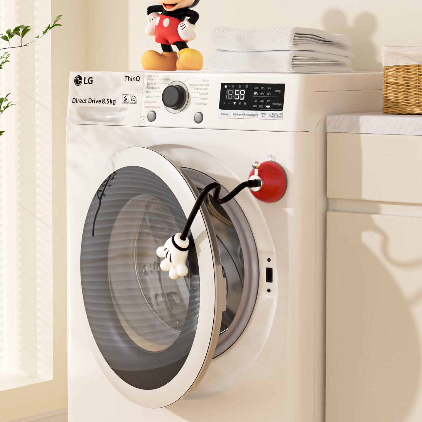 TOOLCLUB滚筒洗衣机门通风固定器洗衣机门支架防撞限位器卡扣门挡防霉吸盘 白掌-黑红款【保持通风 减少细菌】