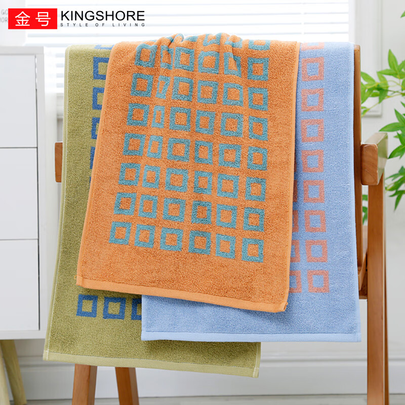 金号毛巾4条 100%纯棉洗脸面巾 成人吸水擦脸巾 情侣家庭洁面毛巾  绿*2蓝棕 70*34cm 90g 4条