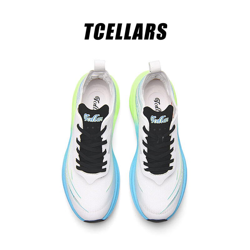 Tcellars跑步鞋男鞋冬季新款轻质缓震慢跑鞋网面透气男士休闲户外运动鞋子 荧光蓝 39