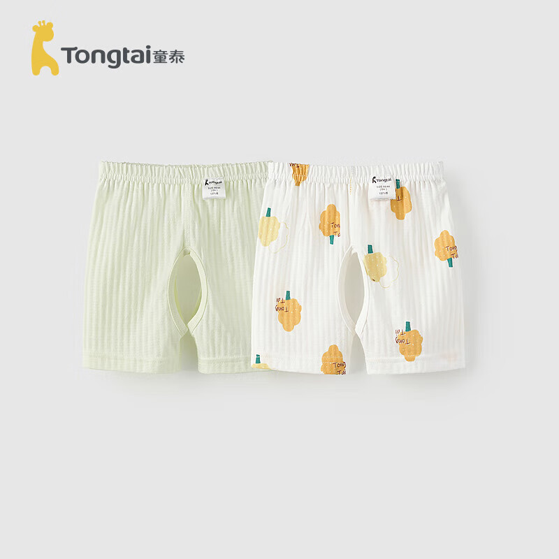 童泰（TONGTAI）嬰兒開襠褲夏季薄款純棉短褲初生寶寶衣服家居服睡褲綠色80cm