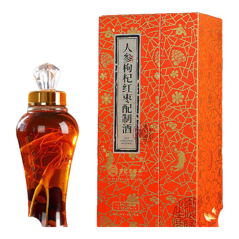老谷頭長(zhǎng)白山人參鹿茸血酒人參酒枸杞紅棗參杞酒禮盒裝  【禮盒】人參枸杞參杞酒