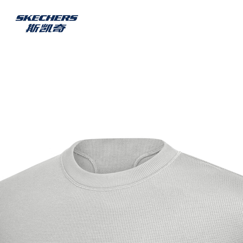 斯凯奇(Skechers)【梁朝伟同款】斯凯奇2025年秋冬新男针织长袖衫华夫格打底衫上衣 月球灰/00MV S