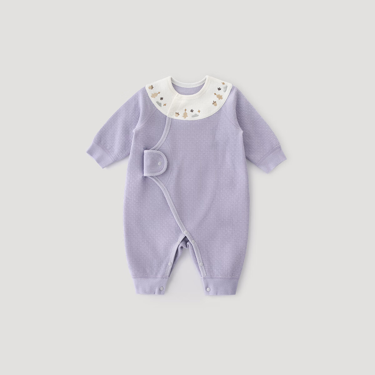 巴厘小猪新生儿衣服春秋莫代尔婴儿连体衣初生儿秋季爬爬服宝宝哈衣秋款 冰糖紫 59cm