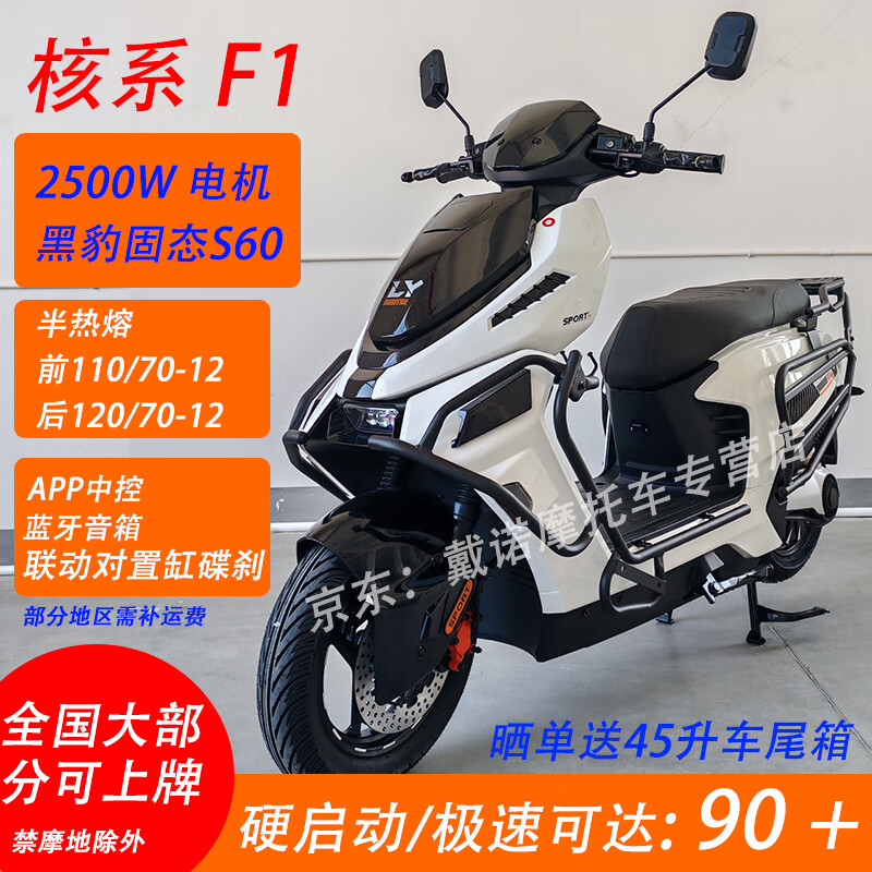 WTVUA极核F1同款高速电摩黑骑士智能电动车AE4摩托车踏板电瓶车续航王外卖车72V大功率电单车厂家直销 白【APP中控-大护杠-前后联动】 裸车（不含电池）