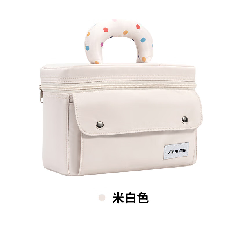 阿爾飛斯（Aerfeis）相機(jī)內(nèi)膽包便攜手提化妝包加厚防震隔層相機(jī)袋佳能富士索尼微單保護(hù)包防水防撞鏡頭收納包單反攝影 米白色