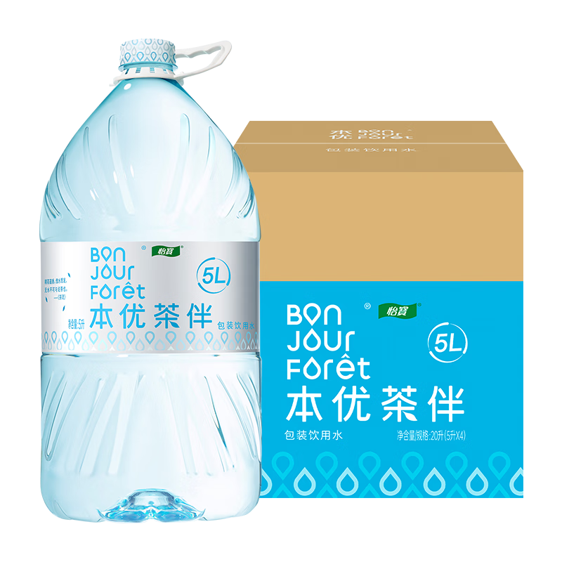 怡宝本优茶伴(泡茶水)包装饮用水 5L*4瓶 整箱装