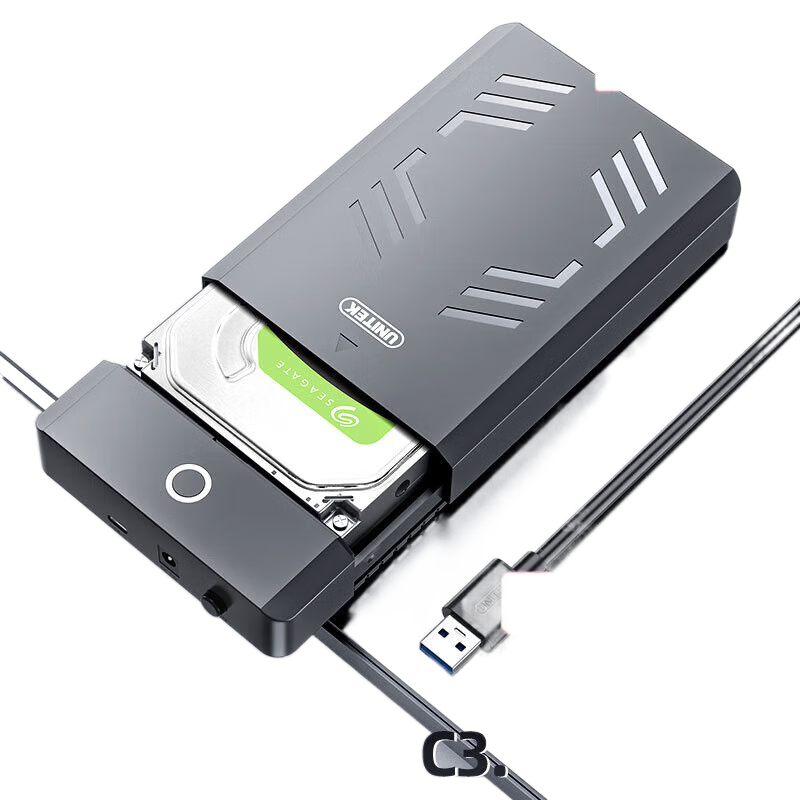優(yōu)越者（UNITEK）移動(dòng)硬盤(pán)盒3.5英寸SATA通用電腦外接機械固態(tài)硬盤(pán)存儲盒子 【Type-C3.1標準版+12V2A電源】不挑硬