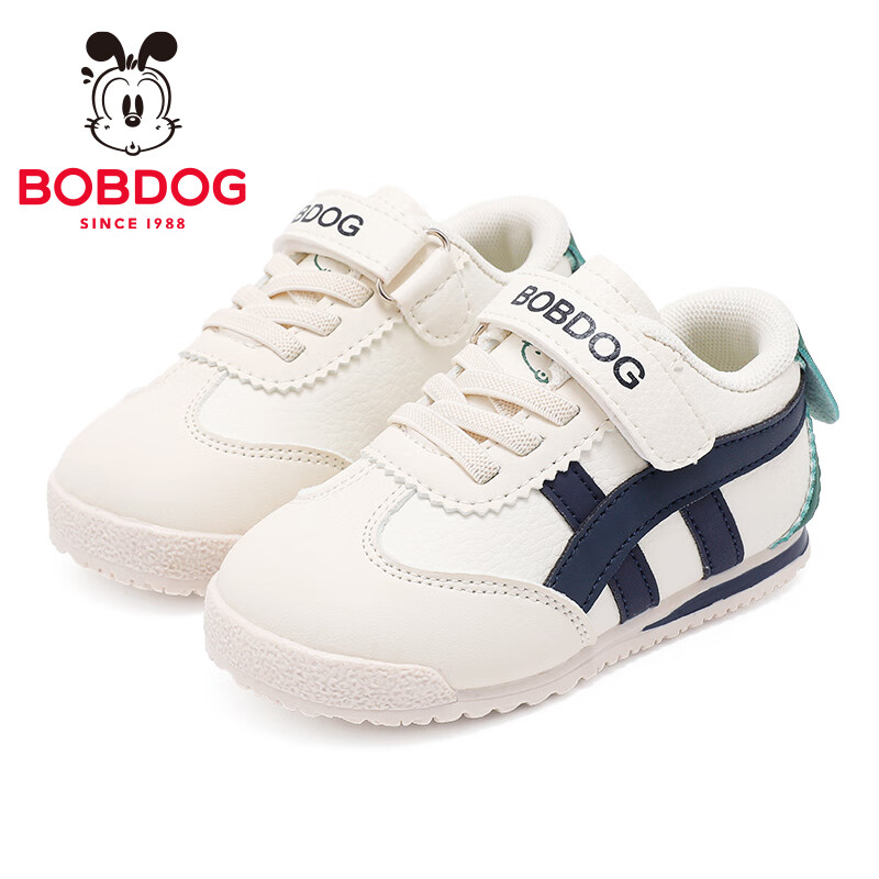 巴布豆童鞋秋季男宝宝儿童学步鞋夏款软底轻便2025新款女童机能鞋 米/藏青蓝 25 适合脚长14.8cm