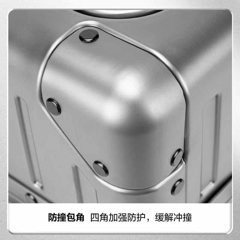 Walker Shop行李箱全铝镁合金旅行箱前开盖商务登机箱男女铝框万向轮拉杆箱子 黑色 20英寸