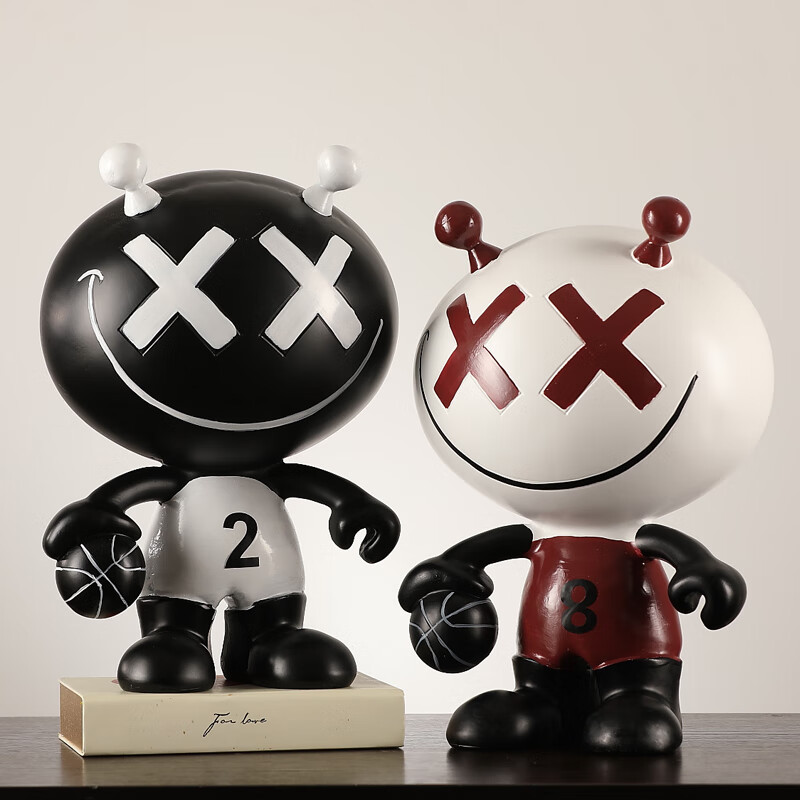 集思美现代抽象卡通打篮球造型摆件客厅书房卧室电视柜装饰艺术品摆设 白色