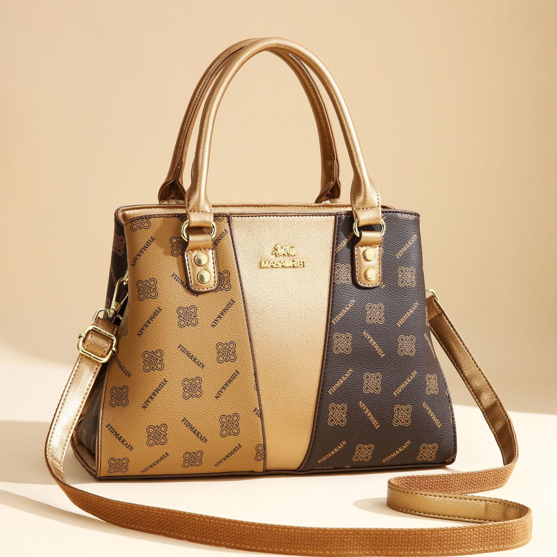 simon女士包包手提包女2025新款大容量托特包单肩斜挎包时尚女包 金色