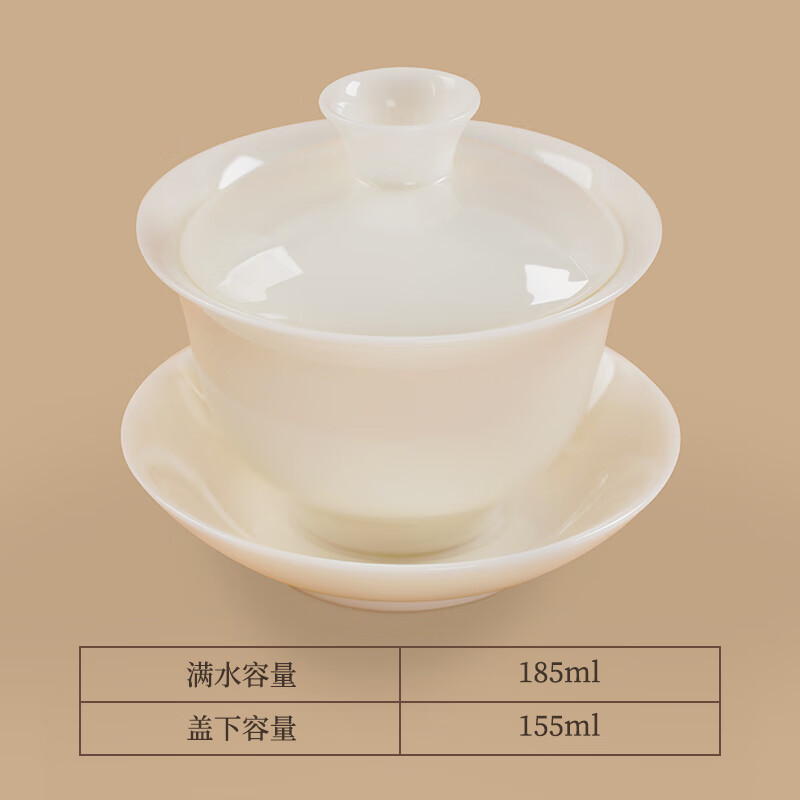 钰铨龙门 冰清玉洁润宝盖碗 德化传统中国白高端茶具纯手工三才茶碗礼盒装 冰清玉洁润宝盖碗