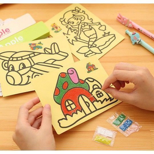 巨晶沙画儿童彩沙画女孩幼儿园小学生手工DIY制作男孩刮画diy玩具 【中号-10个】手工沙画