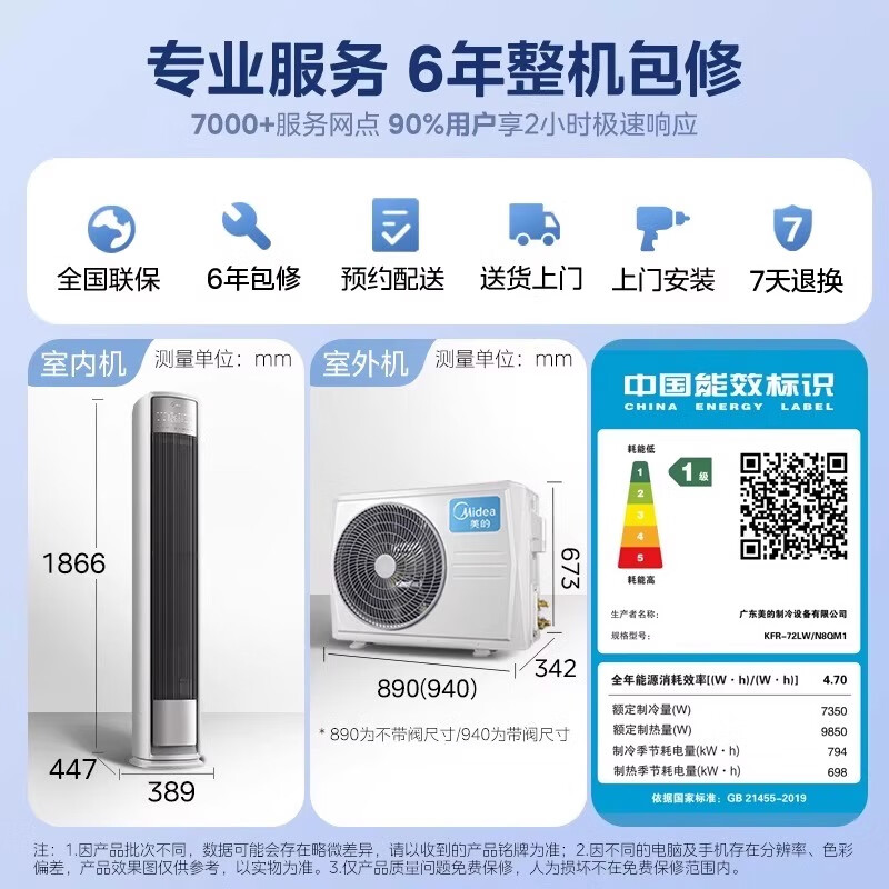 美的（Midea）空调柜机套装 KFR-72LW/N8QM1