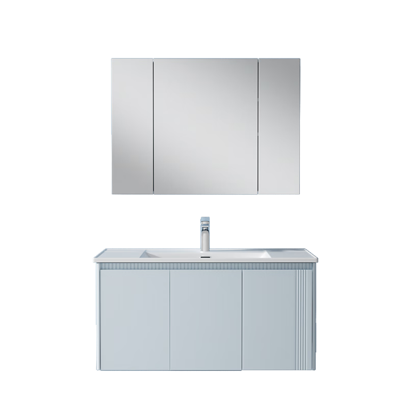 恒潔（HEGII）鋁合金屬柜陶瓷一體盆美妝浴室柜不銹鋼防水防潮耐磨大收納BC2501 【普通款】100cm薄暮灰