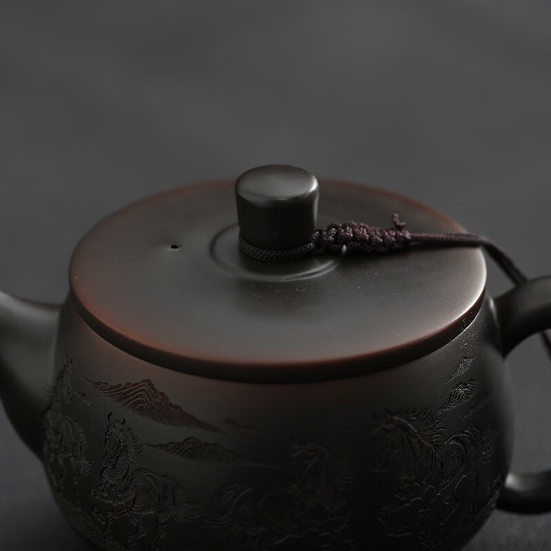 颖器紫陶壶茶壶凤鸣壶大口汉瓦壶280ml家用泡茶壶中式手工紫砂壶茶具 04紫陶汉瓦壶+2杯(礼盒装) 280ml