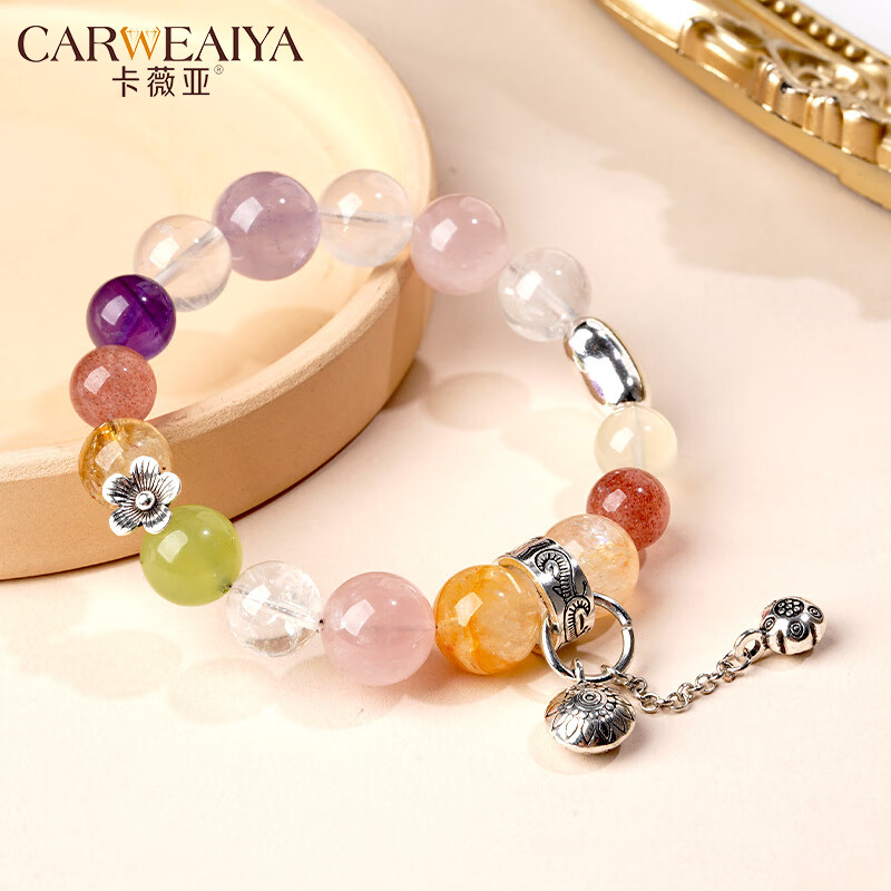 卡薇亚天然多宝水晶手串多色水晶混搭手串轻奢小众配饰礼物简约时尚饰品 珠径（10-14mm）