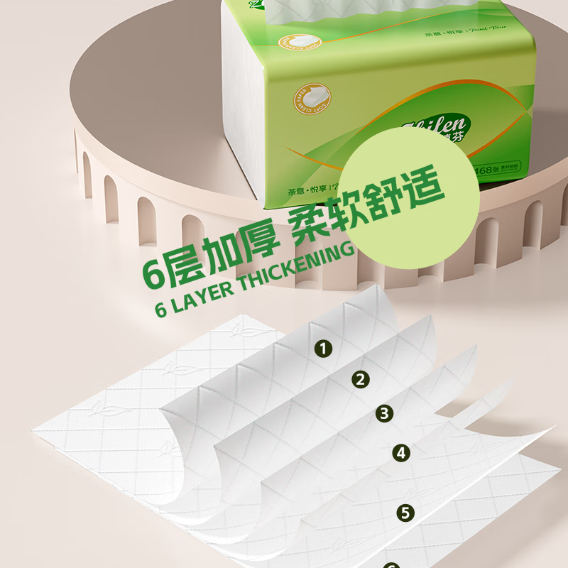 植芬468张6层加厚家用大包抽纸纸巾加量整箱囤货装餐巾纸擦手纸卫生纸 6层 468张*4包