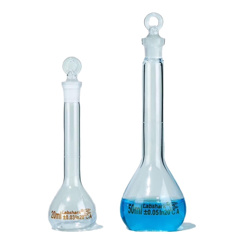 Labshark 玻璃容量瓶 加厚高硼硅 具塞定容瓶 密封定量搖瓶 透明棕色100ml A級(jí)可過(guò)檢 【透明】200ml 1個(gè) A級(jí)可過(guò)檢