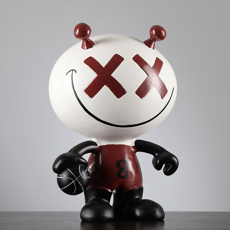 集思美现代抽象卡通打篮球造型摆件客厅书房卧室电视柜装饰艺术品摆设 白色