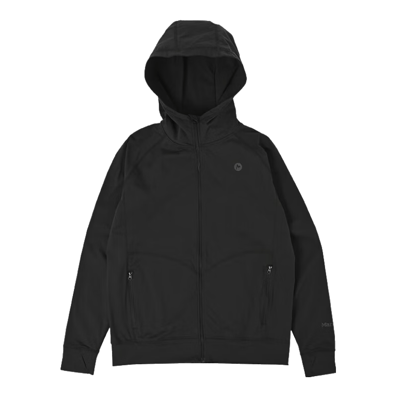 土撥鼠（Marmot）輕量戶外帶帽夾克 舒適透氣 抗菌 防曬 Mt.RashGuard 皮膚衣女款 黑色 L