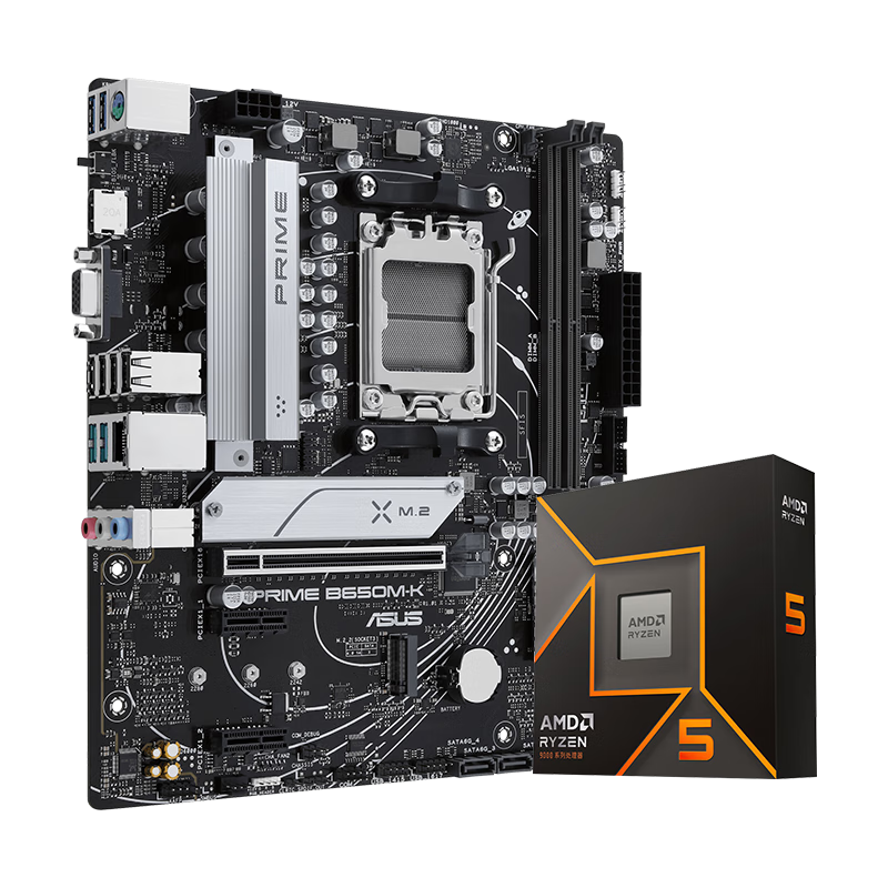 ��˶��ASUS��B650 B850������װ ��AMD�ߴ����� R5 9600X R7 7800X3D 9700X��U��װ ����CPU��װ ��˶ PRIME B650M-K R5 9600X��װ 2104Ԫ(������)