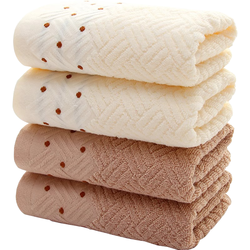 恒源祥A类5A毛巾纯棉洗脸家用全棉面巾柔软吸水锻点波纹面巾米色
