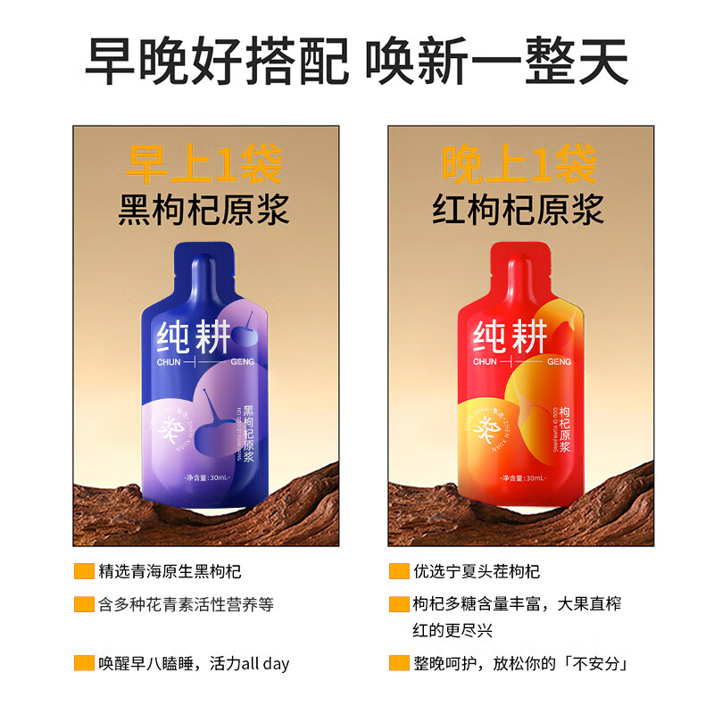 纯耕红黑枸杞原浆 礼盒送礼礼物宁夏中宁青海黑枸杞果汁液 红黑枸杞原浆 1.2L*1盒