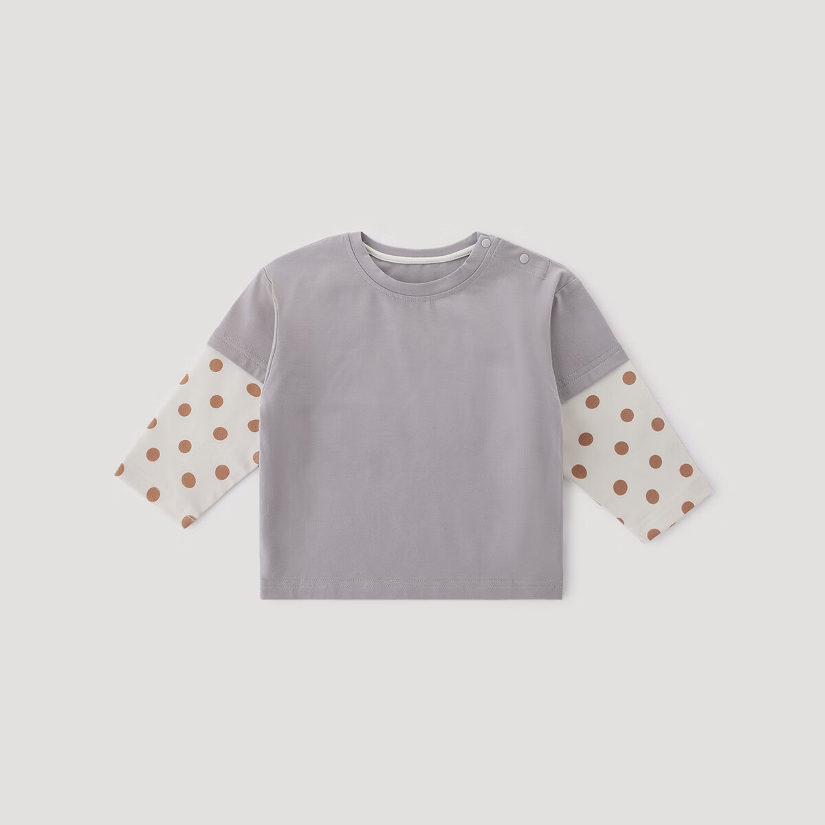 巴厘小猪儿童T恤2025新款春秋季男童洋气炸街假两件女童休闲衣服宝宝上衣 灰风铃紫 110