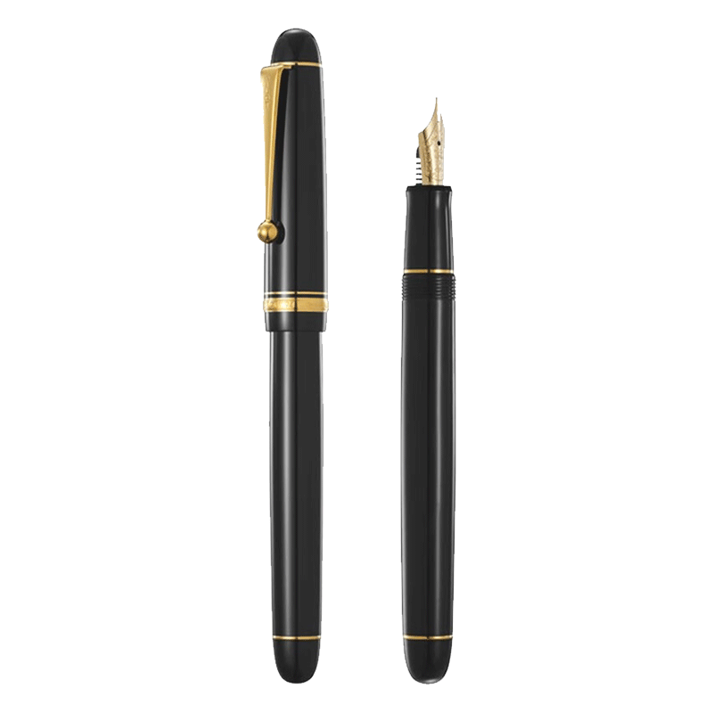 百乐(PILOT）Custom74贵客74经典钢笔14k金笔教师商务生日礼物 纯黑色 FM尖